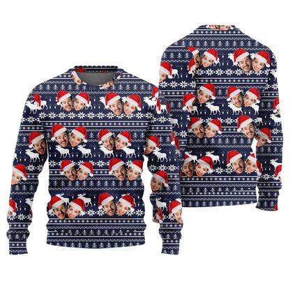 Custom Couple Faces Holiday Sweater