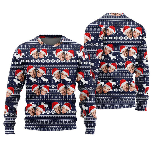Custom Couple Faces Holiday Sweater