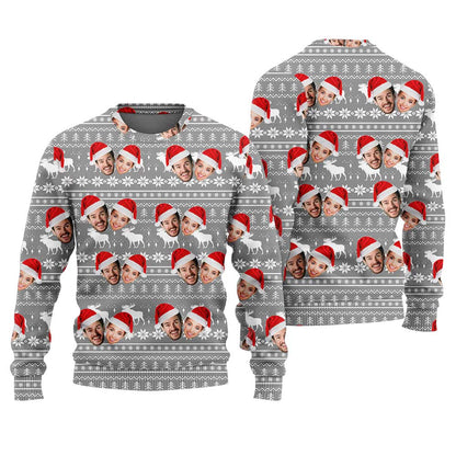 Custom Couple Faces Ugly Sweater