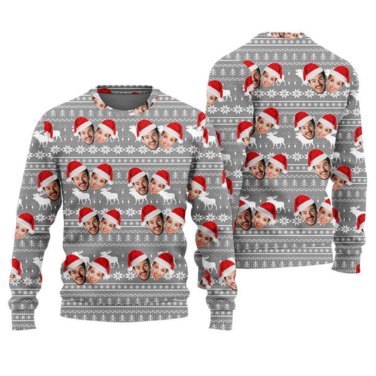 Custom Couple Faces Ugly Sweater