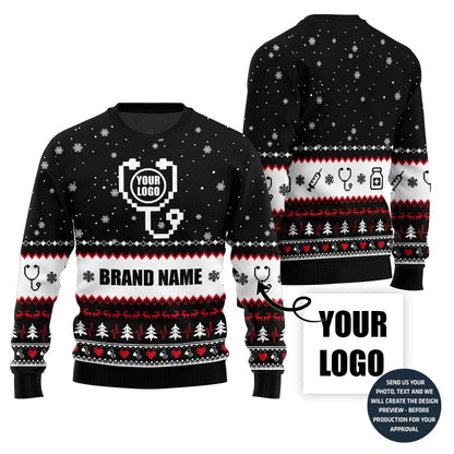 Custom Doctor Logo and Name Ugly Christmas Sweater