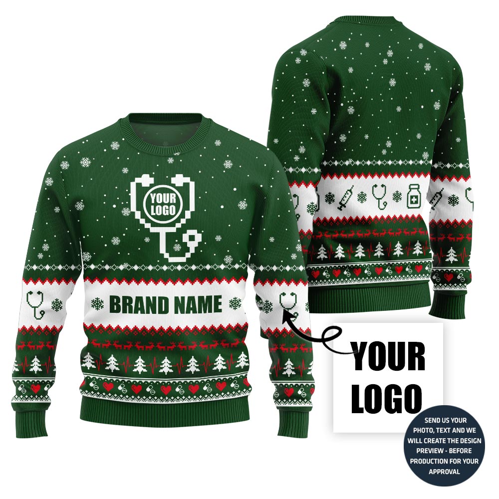 Custom Doctor Logo and Name Ugly Christmas Sweater