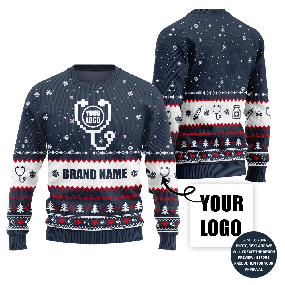 Custom Doctor Logo and Name Ugly Christmas Sweater