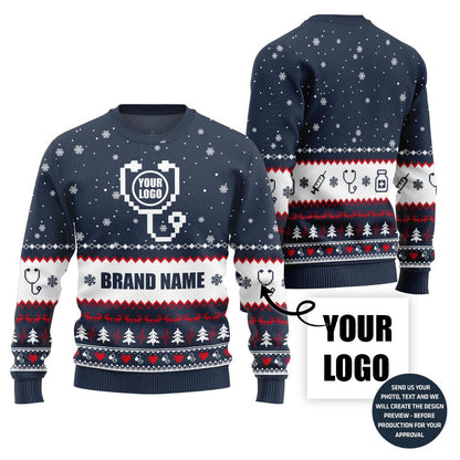 Custom Doctor Logo and Name Ugly Christmas Sweater