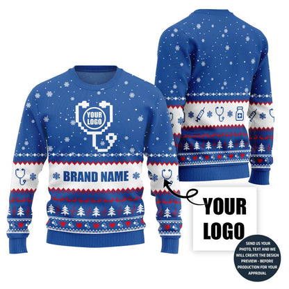Custom Doctor Logo and Name Ugly Christmas Sweater