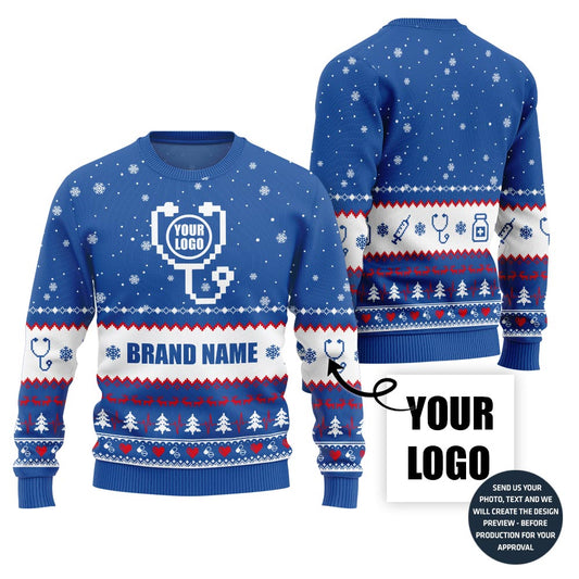 Custom Doctor Logo and Name Ugly Christmas Sweater