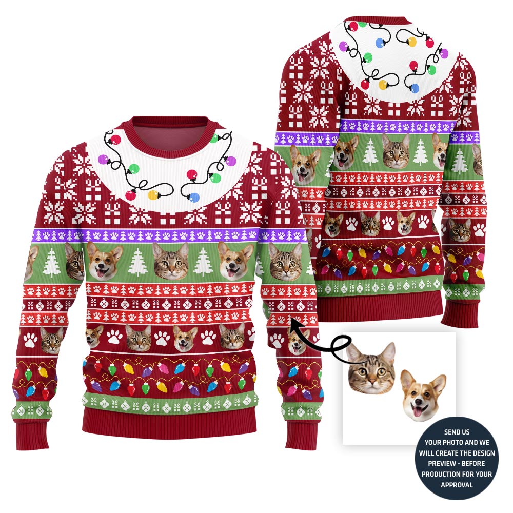 Custom Dog And Cat Christmas Sweater For Pet Lover