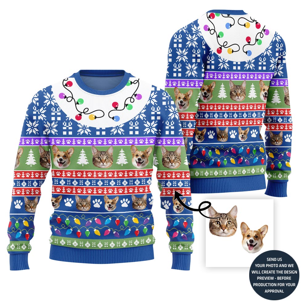 Custom Dog And Cat Christmas Sweater For Pet Lover
