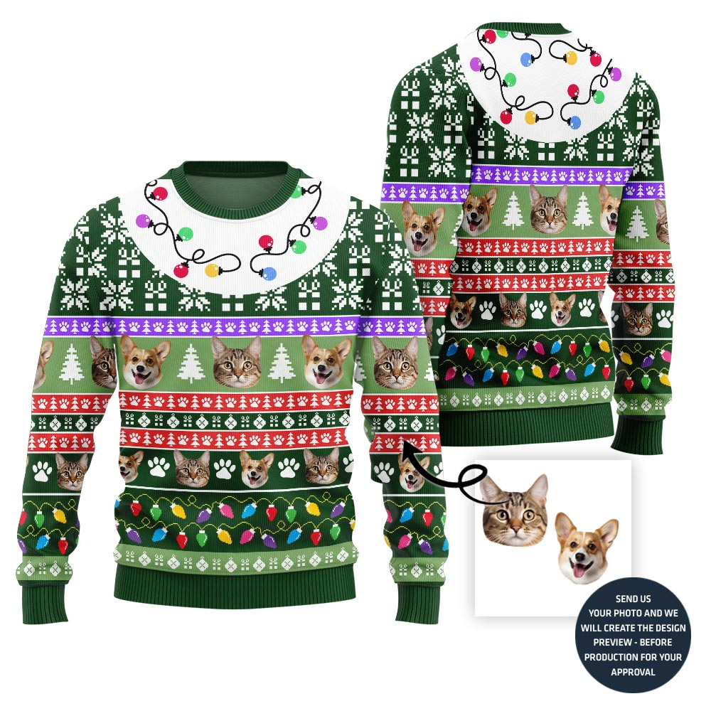 Custom Dog And Cat Christmas Sweater For Pet Lover