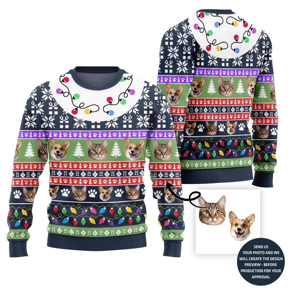 Custom Dog And Cat Christmas Sweater For Pet Lover