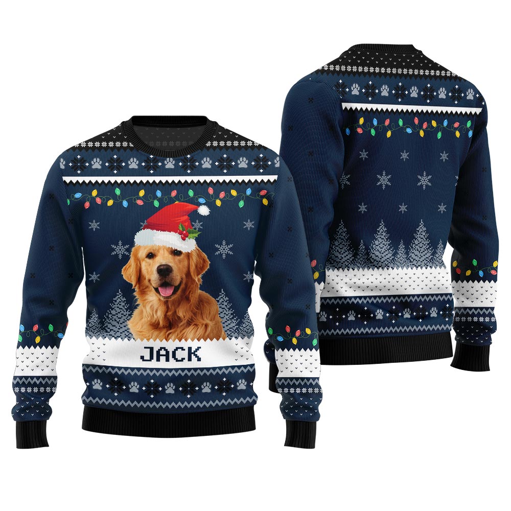 Custom Dog And Name Christmas Sweater