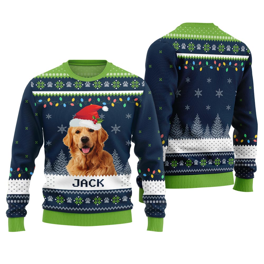 Custom Dog And Name Christmas Sweater