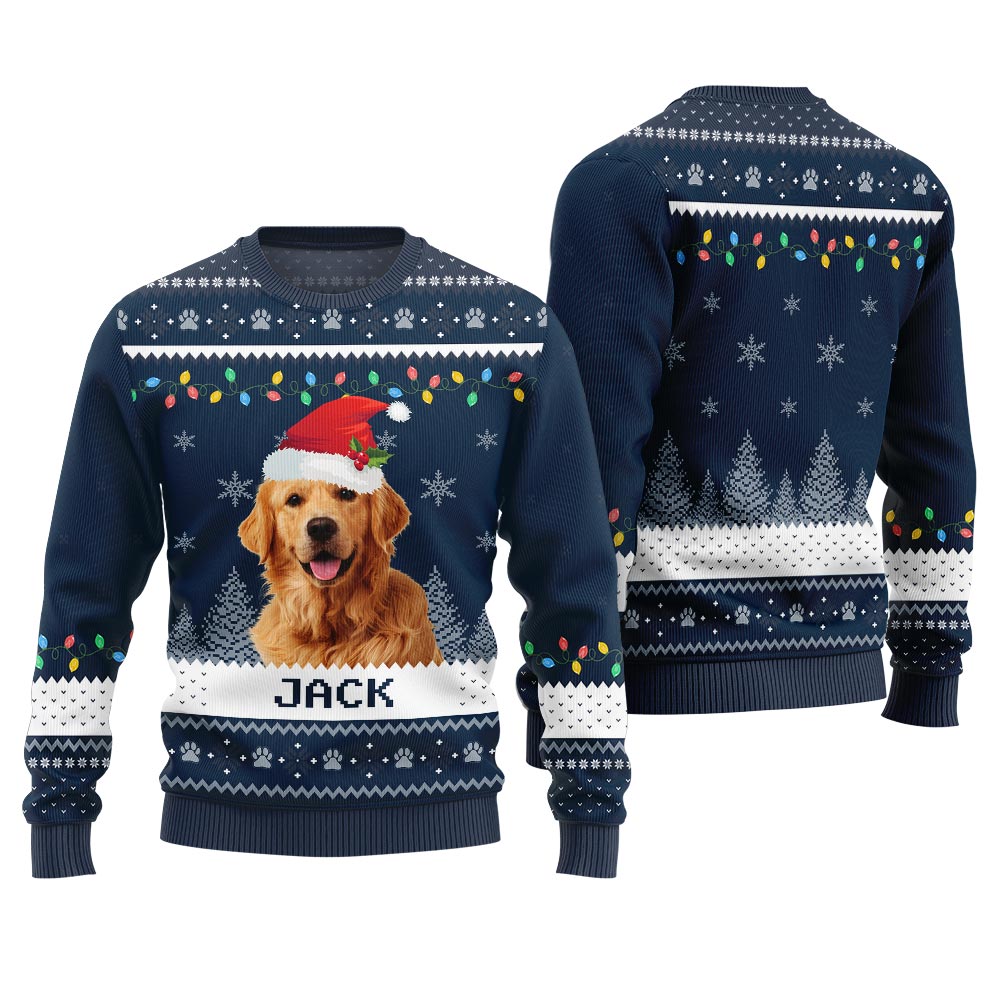 Custom Dog And Name Christmas Sweater