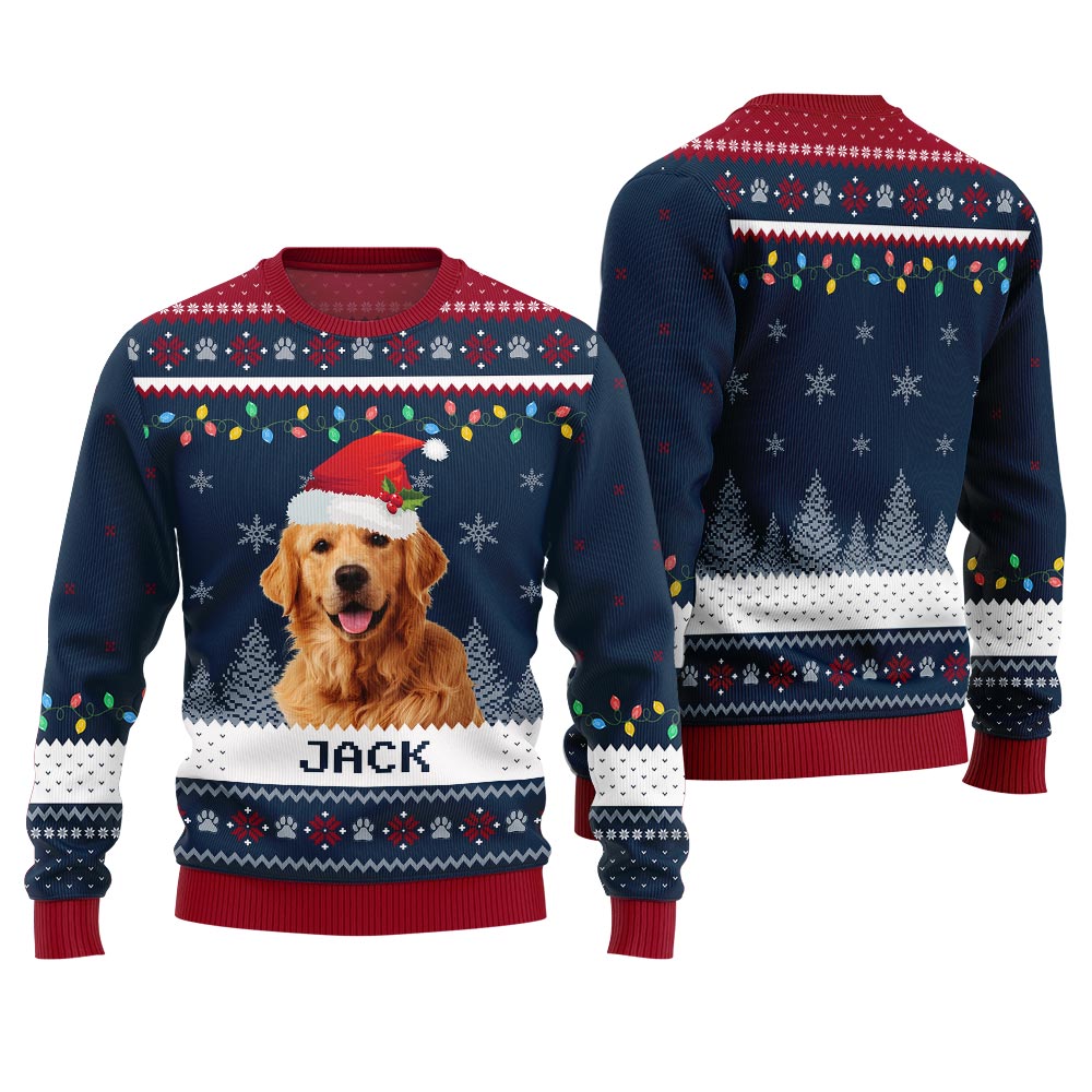 Custom Dog And Name Christmas Sweater