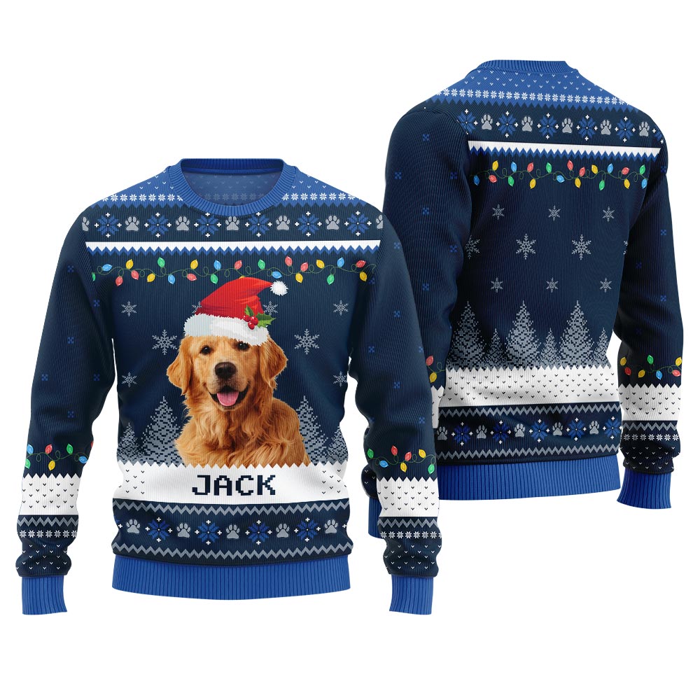 Custom Dog And Name Christmas Sweater