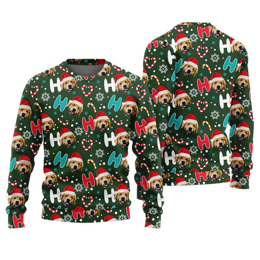 Custom Dog Christmas Sweater Forest Green