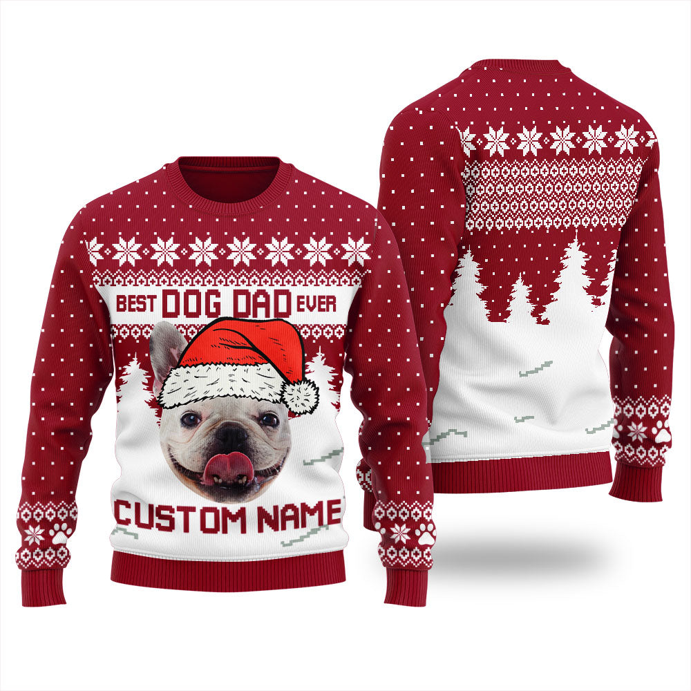 Custom Dog Dad Ugly Christmas Sweater