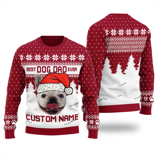 Custom Dog Dad Ugly Christmas Sweater