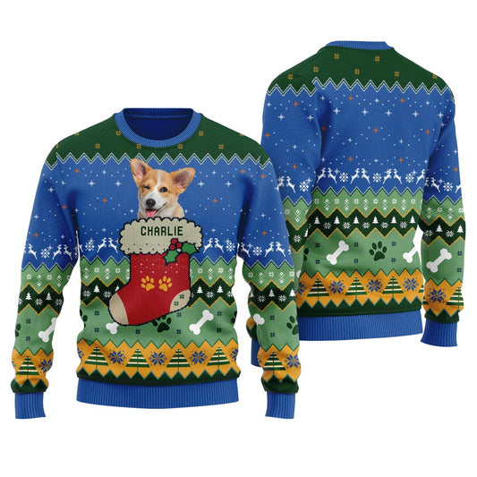 Custom Dog Face Christmas Sweater Women