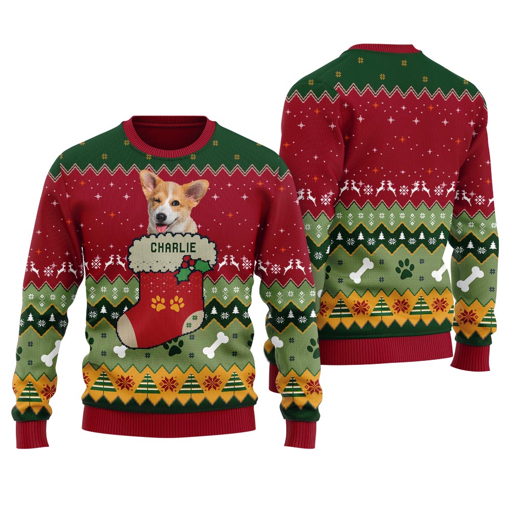 Custom Dog Face Christmas Sweater Women