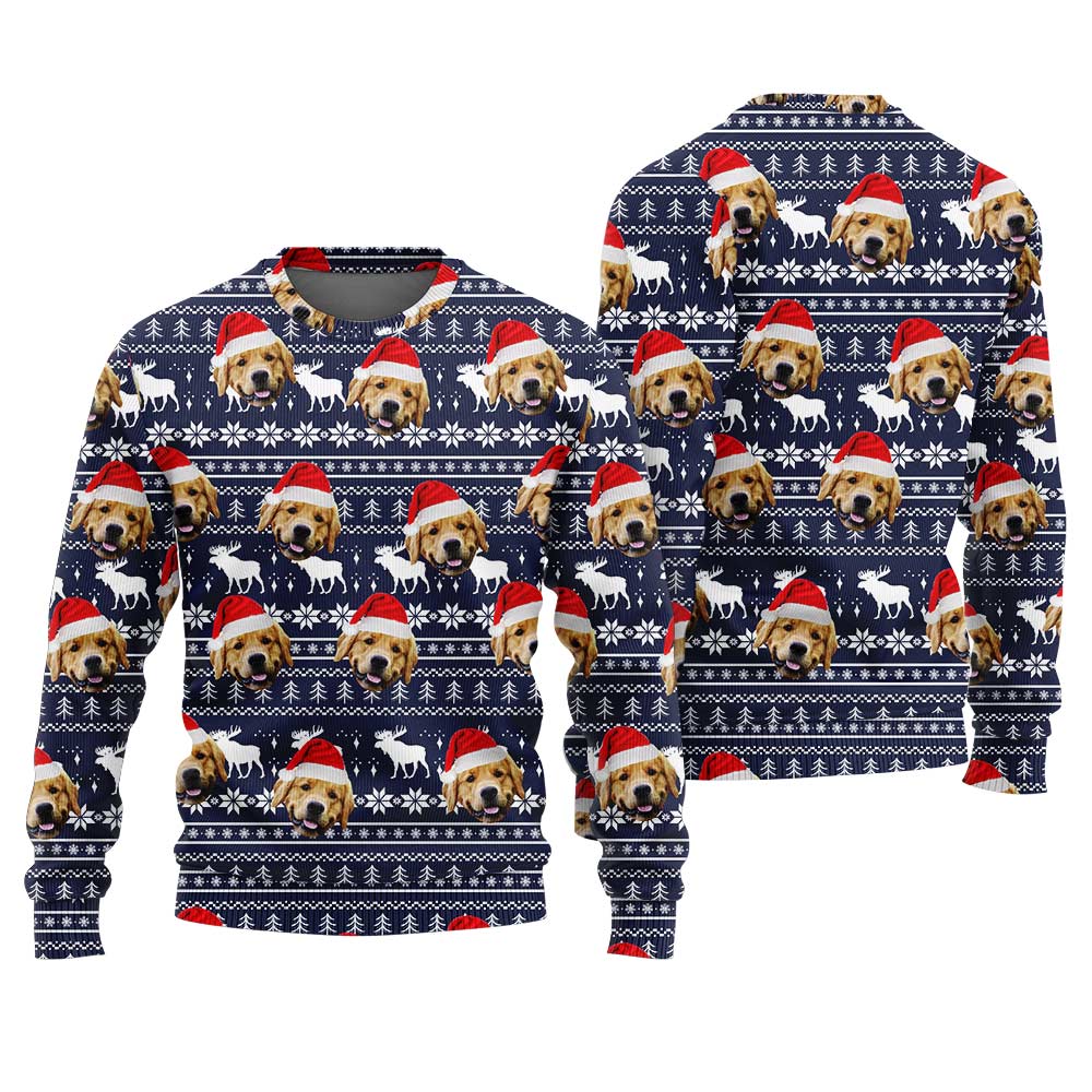 Custom Dog Face Christmas Sweater