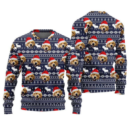 Custom Dog Face Christmas Sweater