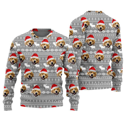 Custom Dog Face Holiday Sweater