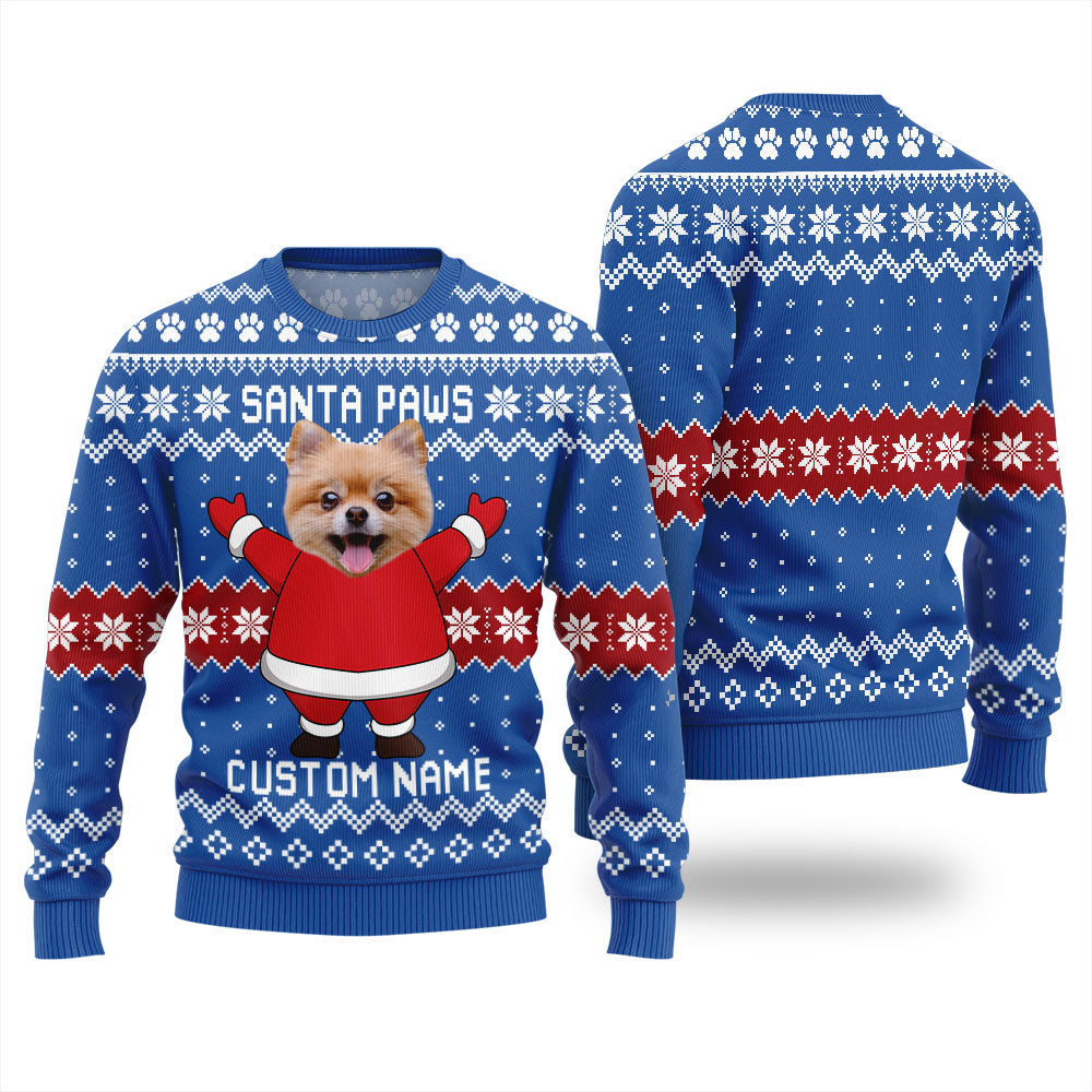 Custom Dog Face Mens Christmas Sweater