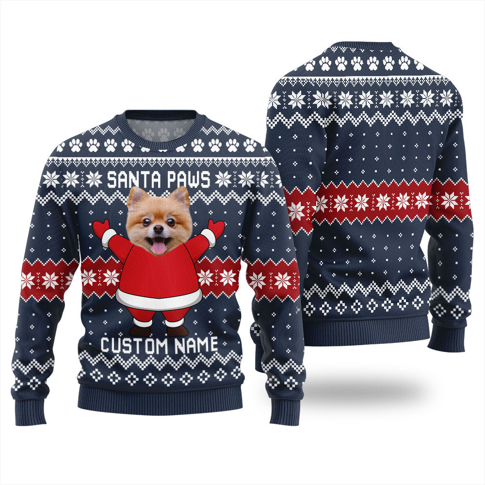 Custom Dog Face Mens Christmas Sweater