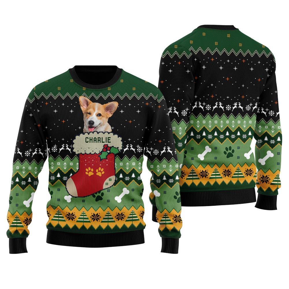 Custom Dog Face Christmas Sweater Women
