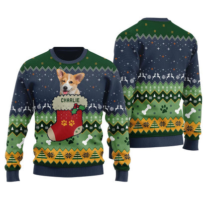 Personalized Ugly Christmas Sweater With Dog Face For Men