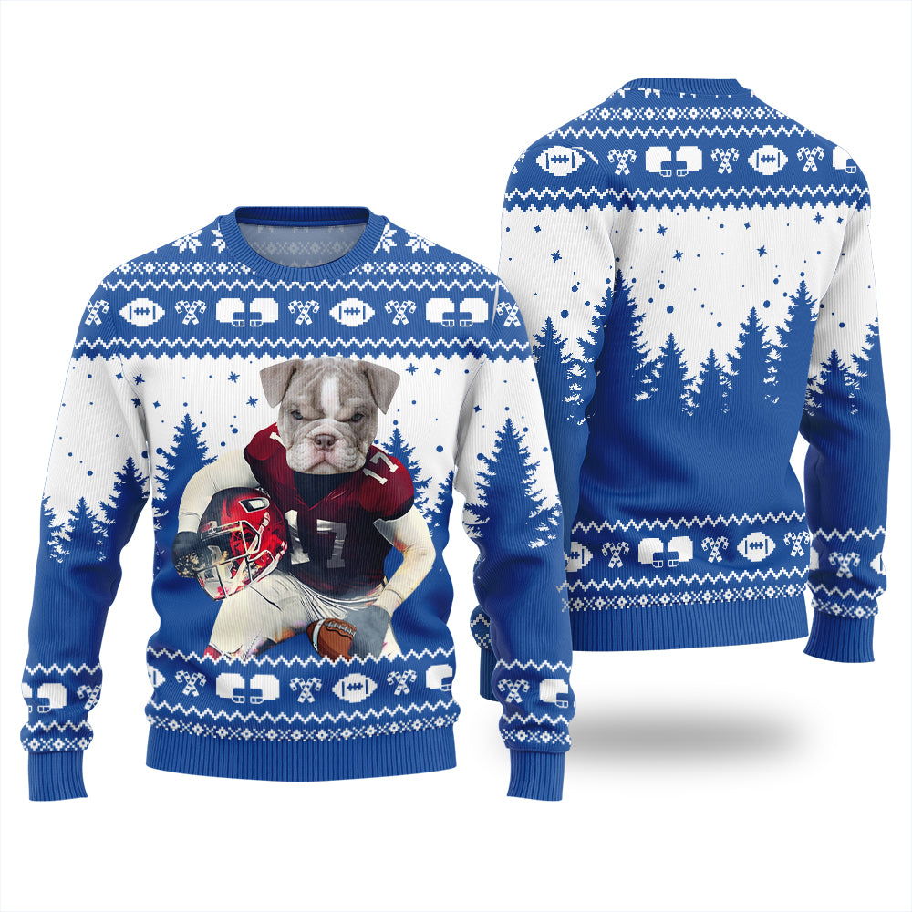 Custom Dog Football Ugly Christmas Sweater