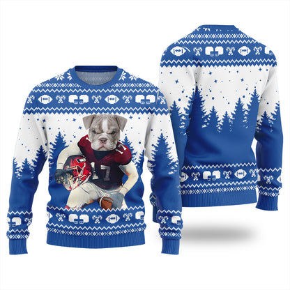 Custom Dog Football Ugly Christmas Sweater