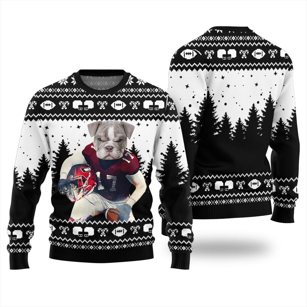 Custom Dog Football Ugly Christmas Sweater