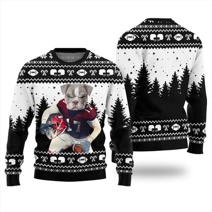Custom Dog Football Ugly Christmas Sweater