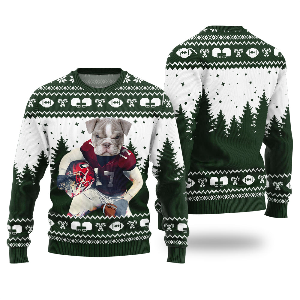 Custom Dog Football Ugly Christmas Sweater