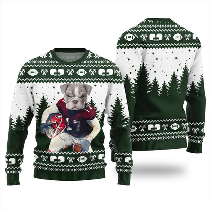 Custom Dog Football Ugly Christmas Sweater