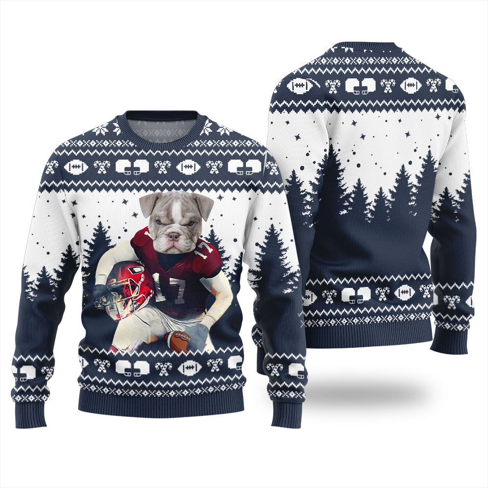Custom Dog Football Ugly Christmas Sweater