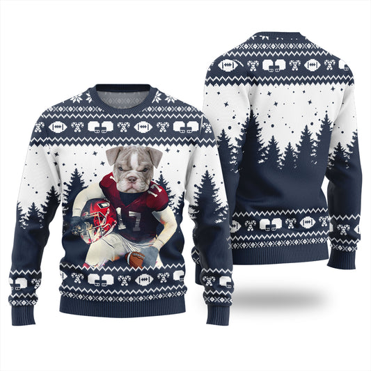 Custom Dog Football Ugly Christmas Sweater