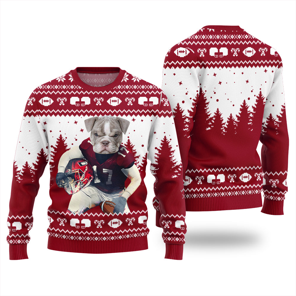 Custom Dog Football Ugly Christmas Sweater