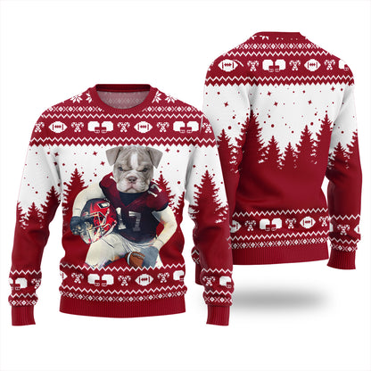 Custom Dog Football Ugly Christmas Sweater
