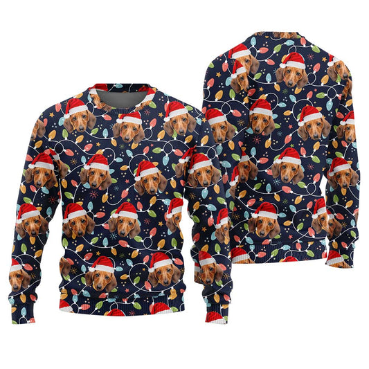 Custom Dog Ugly Christmas Sweater Navy