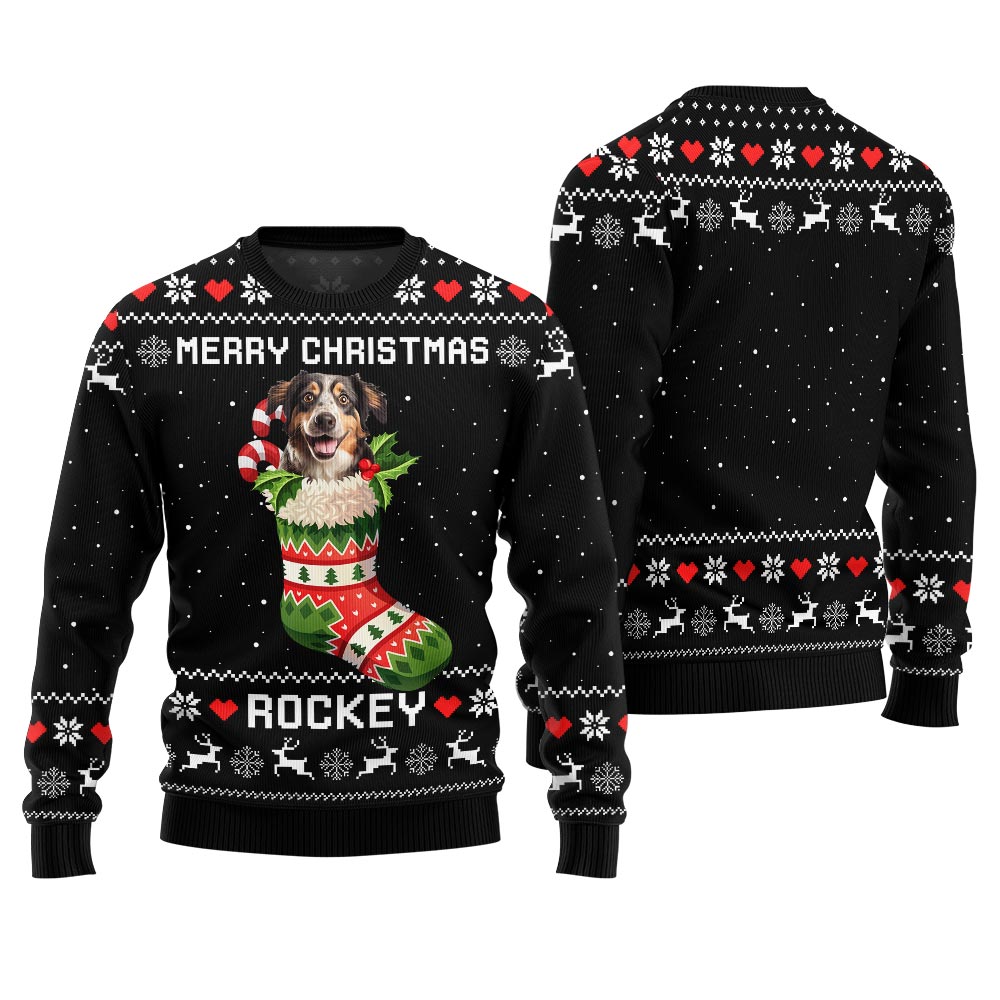 Custom Dog With Name Ugly Holiday Sweater
