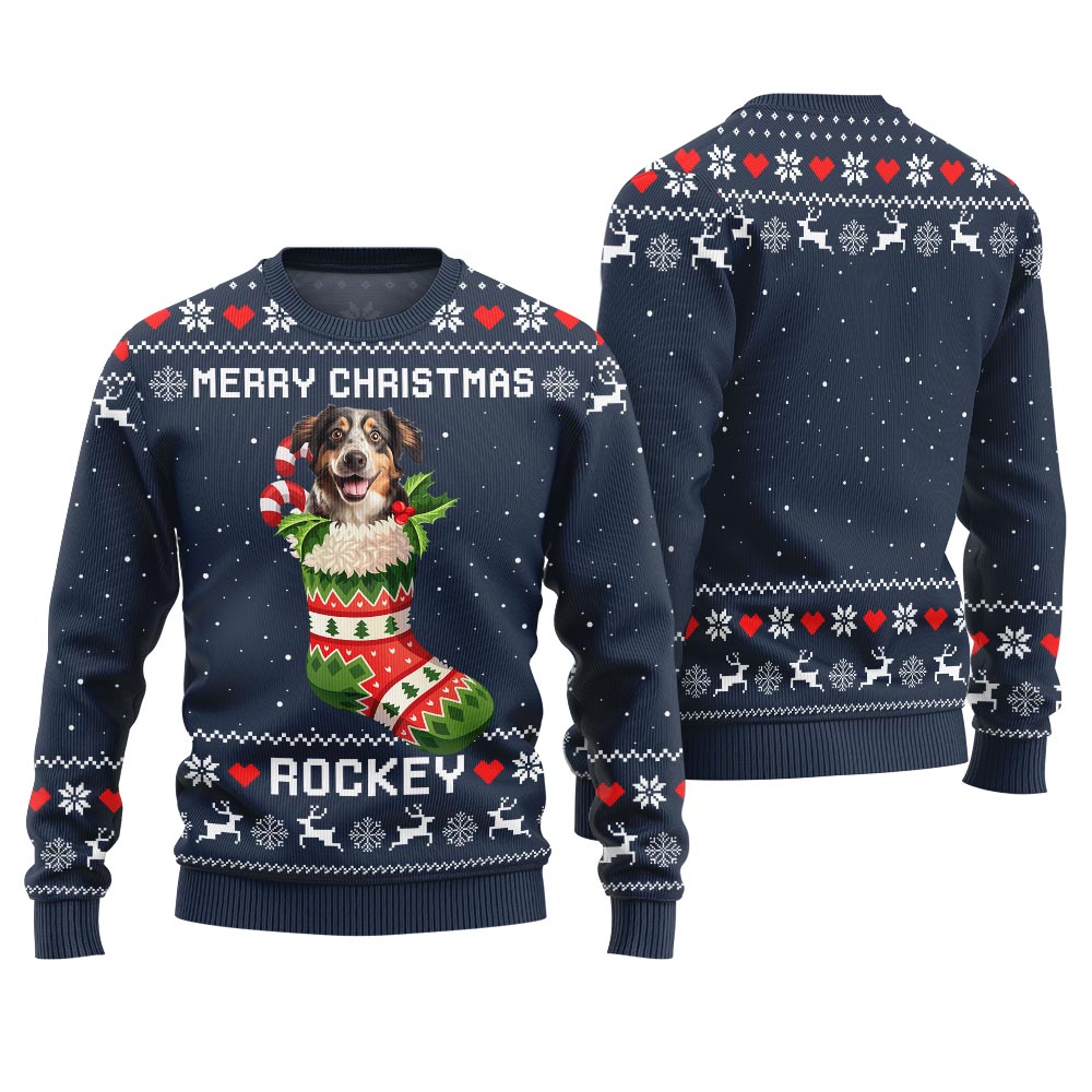 Custom Dog With Name Ugly Holiday Sweater