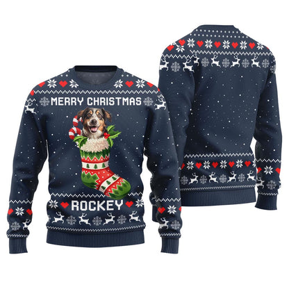 Custom Dog With Name Ugly Holiday Sweater
