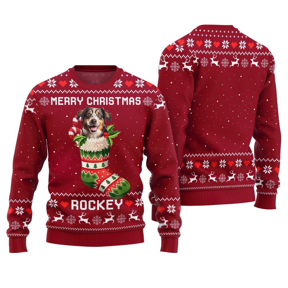 Custom Dog With Name Ugly Holiday Sweater