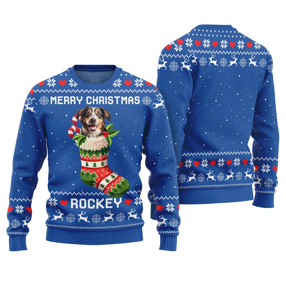 Custom Dog With Name Ugly Holiday Sweater