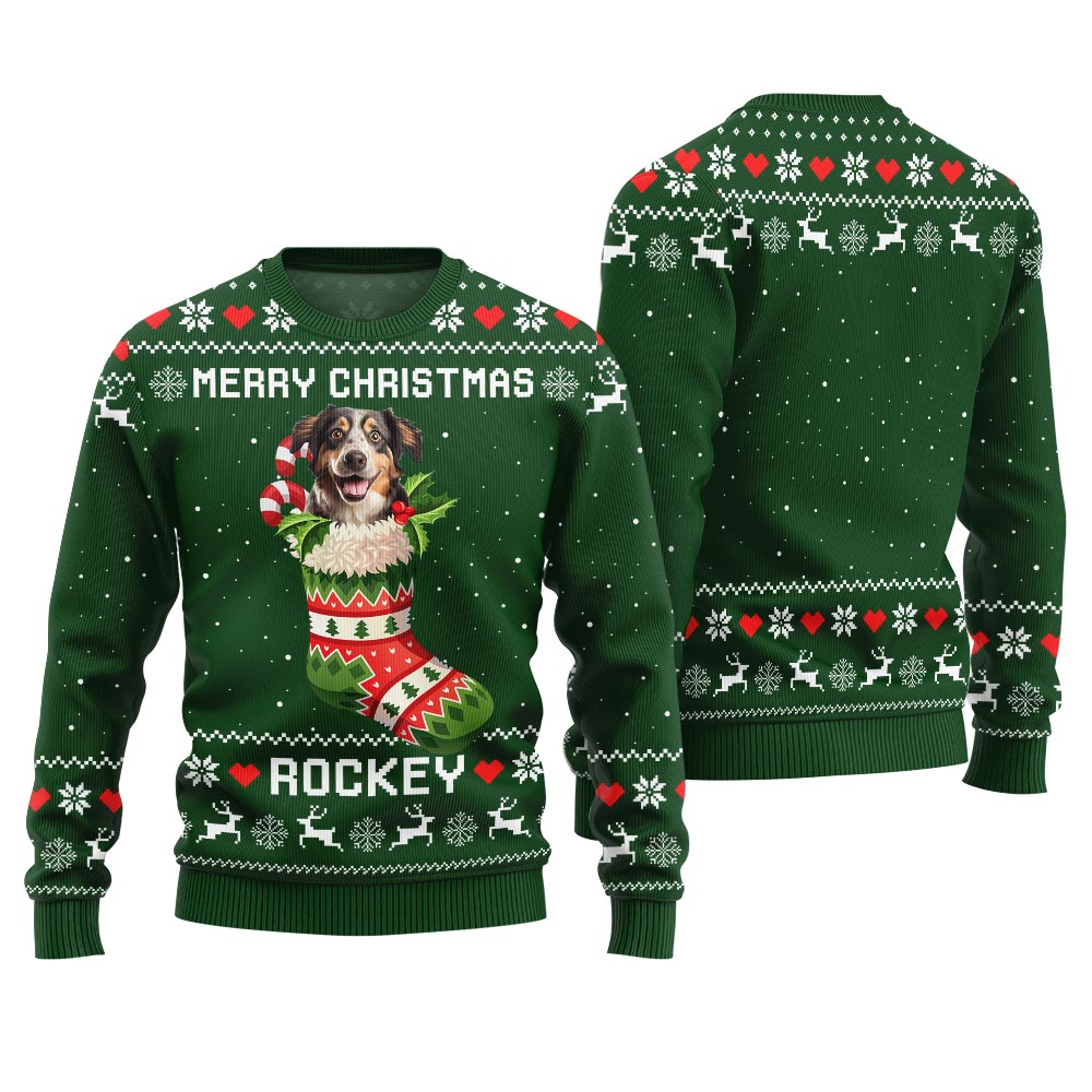Custom Dog With Name Ugly Holiday Sweater
