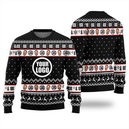 Custom Face And Logo Mens Christmas Sweater