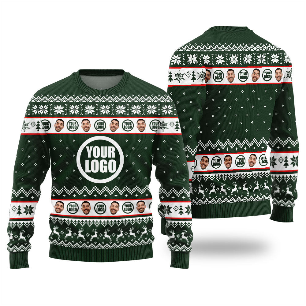 Custom Face And Logo Mens Christmas Sweater